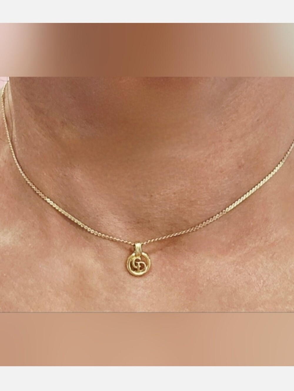 Authentic Christian Dior Vintage Small CD logo Necklace